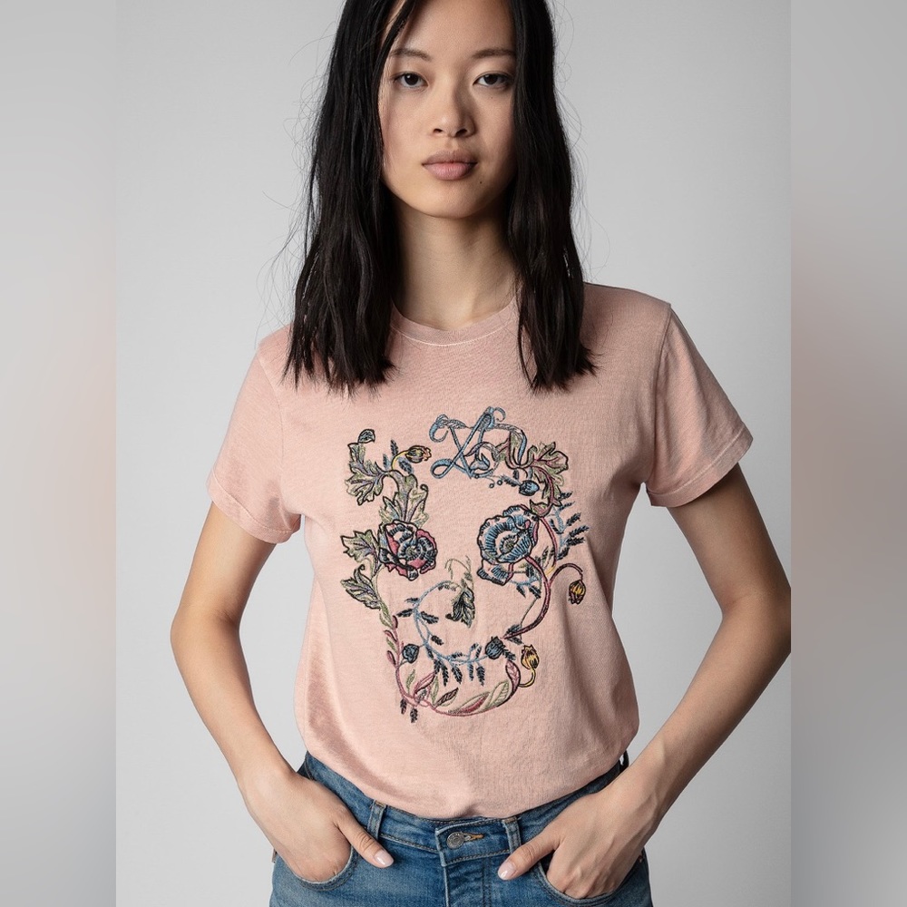 Zadig & Voltaire NWT Zoe Skull Flowers T-Shirt